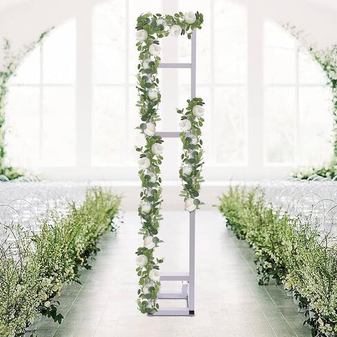 White Wedding Backdrop Stand, Adjustable Height Backdrop Stand , Wedding Flower Arches with Metal Arch Base, Folding Background Decoration for Outdoor Party, Reception, Wedding in Saudi Arabia