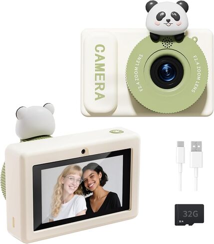 G10 Panda Silicone Case, 40mp Pixel Camera, 2K Video Recording, 3-inch Touchscreen Portable Camera, 32GB Memory Card, Multiple Filters Adjustable in Saudi Arabia