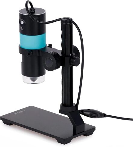 AmScope 5.1MP مجهر USB رقمي احترافي محمول مع تكبير 10X-280X وإضاءة LED وحامل مفصل كروي للفحص الصناعي والتصنيع والهوايات HHD5100-QSMS10 in Saudi Arabia