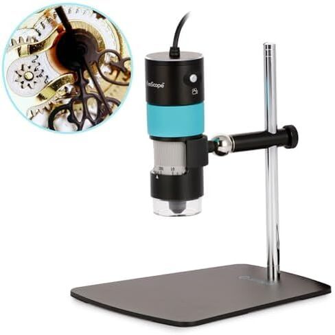AmScope 5.1MP مجهر USB رقمي احترافي محمول مع تكبير 10X-280X وإضاءة LED وحامل مفصل كروي للفحص الصناعي والتصنيع والهوايات HHD5100-QSMS10 in Saudi Arabia