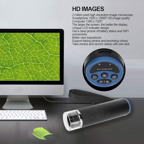 مجهر رقمي لاسلكي، مجهر واي فاي محمول بتكبير 50-1000X مجهر 1080P HD 2MP مع 8 أضواء LED لأجهزة Android iOS PC USB in Kuwait