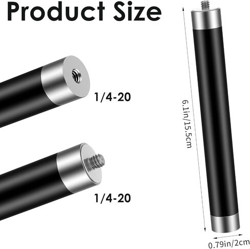 1/4 Inch Thread Extension Aluminium Rod Mount, Camera Mount Extension Rod Pole with Male Female Thread for Dash Cam Action Cam Accessories 15.5cm/6.1 inch Long Universal Interface Connector in Saudi Arabia