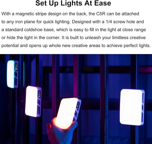 GODOX C5R RGBWW RGB Video Panel Light,RGB Creative Light Panel with 39 FX Special Effects,2500K-8500K CCT,Built-in 3.8V/3000mAh Lithium Battery,Pocket Camera Light for YouTube,Photography,Vlogging in Saudi Arabia