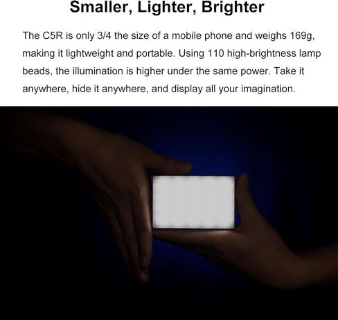 GODOX C5R RGBWW RGB Video Panel Light,RGB Creative Light Panel with 39 FX Special Effects,2500K-8500K CCT,Built-in 3.8V/3000mAh Lithium Battery,Pocket Camera Light for YouTube,Photography,Vlogging in Saudi Arabia