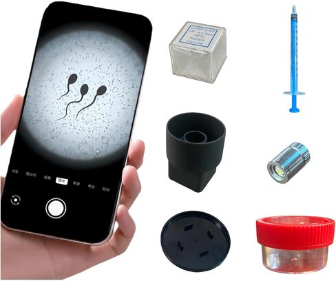 عدسة مكبرة للشاشة لتحليل الحيوانات المنوية في المنزل، طقم مجهر للهاتف الذكي مزود بإضاءة LED وغطاء زجاجي وصندوق العينات in Saudi Arabia