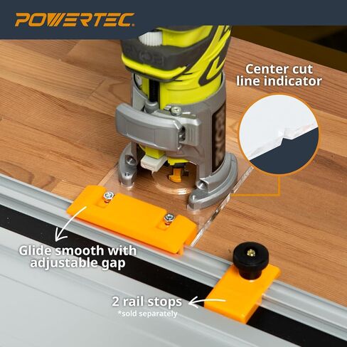 POWERTEC 72024 Router Guide Rail Adapter for Ryobi P601, PCL424, PCL424B & Ridgid R2911 Trim Routers Compatible with Powertec, Makita, Festool, Milwaukee, Kreg ACS, WEN, Triton, and Ridgid Guide Rails in Saudi Arabia