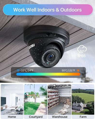 كاميرا ZOSI 5MP Add-on PoE Security IP خارجية داخلية، (2880 × 1620) 3K HD كاميرا مراقبة قبة مقاومة للطقس مع رؤية ليلية 80 قدمًا، 24 قطعة LED، زاوية عرض 95 درجة (العمل فقط PoE NVR) in Saudi Arabia