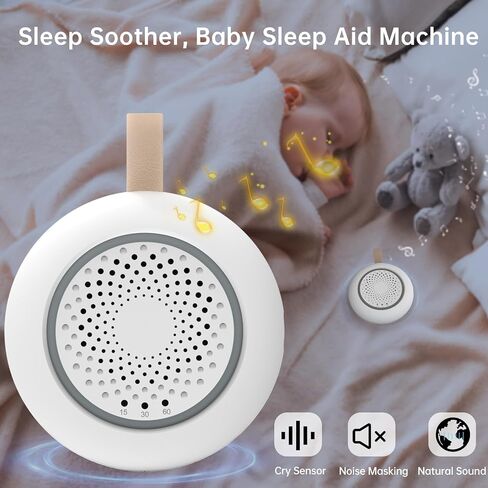 AMZSA White Noise Sound Machine for New Baby & Adults – 24 Sleep Sounds Including Rain, Green & Pink Noise, Portable Noise Canceling Sound with Timer, Night Light & Rechargeable, for Sleeping & Travel in Saudi Arabia