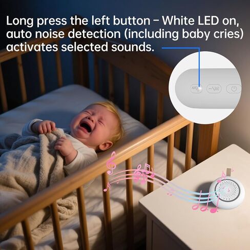 AMZSA White Noise Sound Machine for New Baby & Adults – 24 Sleep Sounds Including Rain, Green & Pink Noise, Portable Noise Canceling Sound with Timer, Night Light & Rechargeable, for Sleeping & Travel in Saudi Arabia