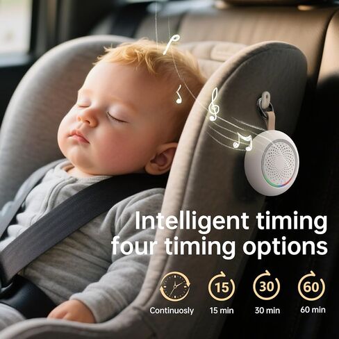 AMZSA White Noise Sound Machine for New Baby & Adults – 24 Sleep Sounds Including Rain, Green & Pink Noise, Portable Noise Canceling Sound with Timer, Night Light & Rechargeable, for Sleeping & Travel in Saudi Arabia