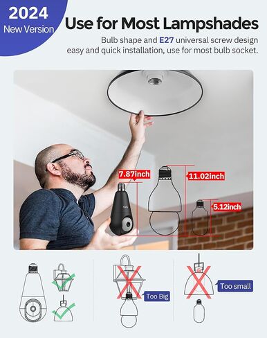 Hugolog 4K Indoor Pan/Tilt Security Camera with Auto-Focus,Ideal for Baby Monitor/Pet Camera/Home Security + 2K Light Bulb Security Camera 5G& 2.4GHz WiFi, 360° Wireless Outdoor Indoor Camera in Kuwait