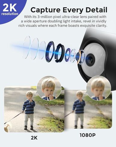 Hugolog 4K Indoor Pan/Tilt Security Camera with Auto-Focus,Ideal for Baby Monitor/Pet Camera/Home Security + 2K Light Bulb Security Camera 5G& 2.4GHz WiFi, 360° Wireless Outdoor Indoor Camera in Kuwait