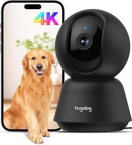 Hugolog 4K Indoor Pan/Tilt Security Camera with Auto-Focus,Ideal for Baby Monitor/Pet Camera/Home Security + 2K Light Bulb Security Camera 5G& 2.4GHz WiFi, 360° Wireless Outdoor Indoor Camera in Kuwait
