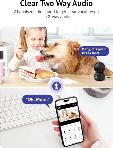 Hugolog 4K Indoor Pan/Tilt Security Camera with Auto-Focus,Ideal for Baby Monitor/Pet Camera/Home Security + 2K Light Bulb Security Camera 5G& 2.4GHz WiFi, 360° Wireless Outdoor Indoor Camera in Kuwait