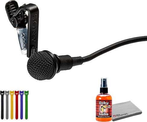 ميكروفون Sony ECM-77 مدمج متعدد الاتجاهات - ميكروفون Pro Lapel + روابط كابل + قطعة قماش من الألياف الدقيقة + منظف ميكروفون (متجدد) in Saudi Arabia
