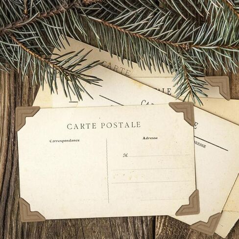 288 قطعة من زوايا الصور المتينة من الصنوبر والكتان، ملصقات زوايا الصور ذاتية اللصق، زوايا صور خالية من الأحماض لسجلات القصاصات/عشاق الأعمال اليدوية (بني) in Kuwait