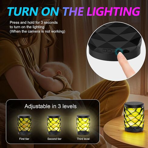 Wireless Home Security Camera with Night Light 4K, Night Vision Motion Detection, 24/7 Recording, SD/Cloud Storage-WiFi Camera Baby Monitor Indoor Surveillance Cameras Nanny Cam (Black) in Kuwait