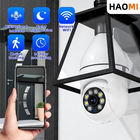كاميرا مراقبة منزلية ذكية داخلية/خارجية بتصنيف IP65 بدقة 1080 بكسل، قابلة للإمالة/التكبير، مزودة بتقنية Wi-Fi مع تتبع الحركة للطفل والحيوانات الأليفة، ورؤية ليلية ملونة، وصوت ثنائي الاتجاه، وتطبيق يعمل in Kuwait