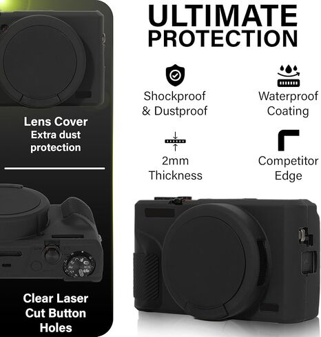 حافظة كاميرا لكاميرا Canon PowerShot G7X Mark III - غلاف واقي من السيليكون لكاميرات DSLR مع غطاء عدسة، قفص قابل للفصل، مقاوم للصدمات، مقاوم للغبار (أصفر) in Kuwait