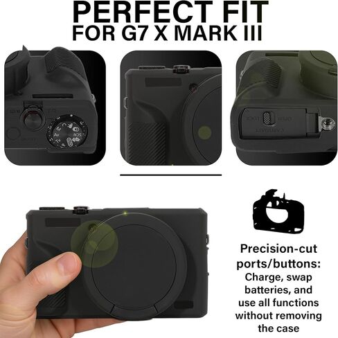حافظة كاميرا لكاميرا Canon PowerShot G7X Mark III - غلاف واقي من السيليكون لكاميرات DSLR مع غطاء عدسة، قفص قابل للفصل، مقاوم للصدمات، مقاوم للغبار (أصفر) in Kuwait