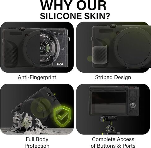 حافظة كاميرا لكاميرا Canon PowerShot G7X Mark III - غلاف واقي من السيليكون لكاميرات DSLR مع غطاء عدسة، قفص قابل للفصل، مقاوم للصدمات، مقاوم للغبار (أصفر) in Kuwait