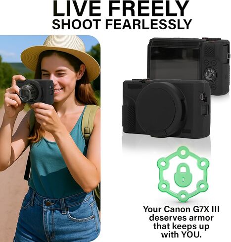 حافظة كاميرا لكاميرا Canon PowerShot G7X Mark III - غلاف واقي من السيليكون لكاميرات DSLR مع غطاء عدسة، قفص قابل للفصل، مقاوم للصدمات، مقاوم للغبار (أصفر) in Kuwait