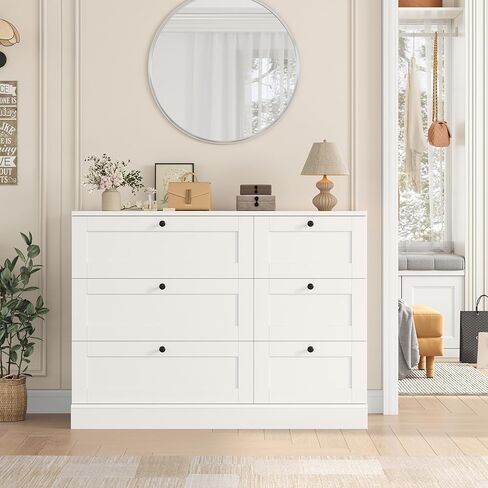 HOSTACK خزانة ذات 6 أدراج، خزانة بيضاء لغرفة النوم، خزانة خشبية واسعة من الأدراج، خزانة درج حديثة لغرفة المعيشة، المدخل، المدخل، أبيض in Kuwait