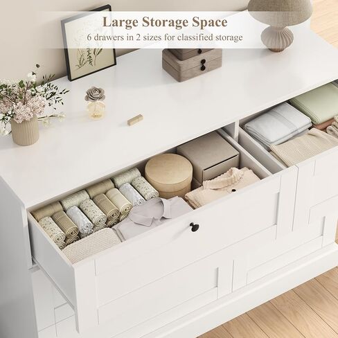 HOSTACK خزانة ذات 6 أدراج، خزانة بيضاء لغرفة النوم، خزانة خشبية واسعة من الأدراج، خزانة درج حديثة لغرفة المعيشة، المدخل، المدخل، أبيض in Kuwait