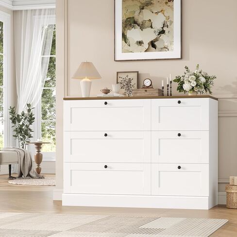 HOSTACK خزانة ذات 6 أدراج، خزانة بيضاء لغرفة النوم، خزانة خشبية واسعة من الأدراج، خزانة درج حديثة لغرفة المعيشة، المدخل، المدخل، أبيض in Kuwait