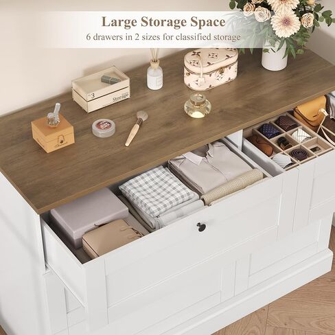 HOSTACK خزانة ذات 6 أدراج، خزانة بيضاء لغرفة النوم، خزانة خشبية واسعة من الأدراج، خزانة درج حديثة لغرفة المعيشة، المدخل، المدخل، أبيض in Kuwait