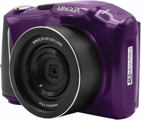 Minolta 48MP Digital Camera – 4K Ultra HD Video, 16X Digital Zoom, 3.0" LCD Screen, Anti-Shake, Time Lapse, Face Detection, Color Filters, Scene Modes, 32GB Card (Purple) (Renewed) in Saudi Arabia