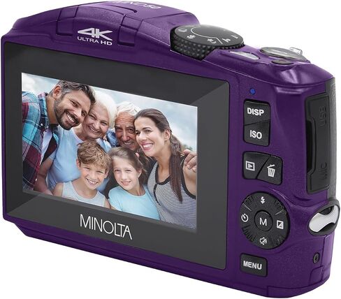 Minolta 48MP Digital Camera – 4K Ultra HD Video, 16X Digital Zoom, 3.0" LCD Screen, Anti-Shake, Time Lapse, Face Detection, Color Filters, Scene Modes, 32GB Card (Purple) (Renewed) in Saudi Arabia
