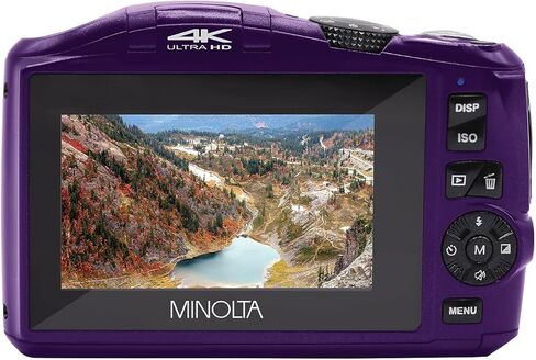 Minolta 48MP Digital Camera – 4K Ultra HD Video, 16X Digital Zoom, 3.0" LCD Screen, Anti-Shake, Time Lapse, Face Detection, Color Filters, Scene Modes, 32GB Card (Purple) (Renewed) in Saudi Arabia
