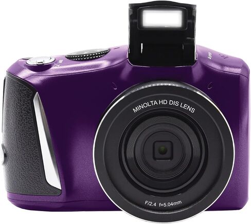 Minolta 48MP Digital Camera – 4K Ultra HD Video, 16X Digital Zoom, 3.0" LCD Screen, Anti-Shake, Time Lapse, Face Detection, Color Filters, Scene Modes, 32GB Card (Purple) (Renewed) in Saudi Arabia