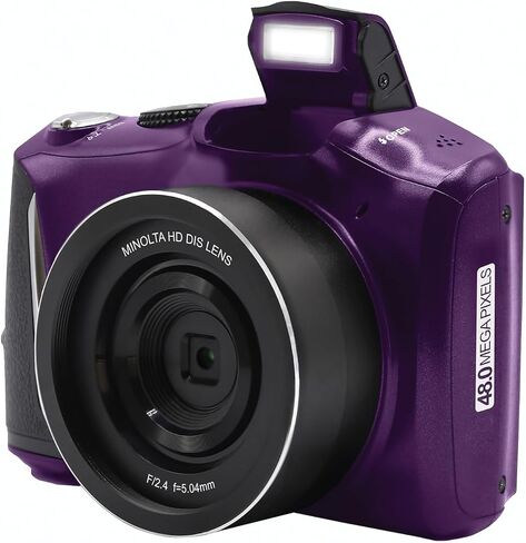 Minolta 48MP Digital Camera – 4K Ultra HD Video, 16X Digital Zoom, 3.0" LCD Screen, Anti-Shake, Time Lapse, Face Detection, Color Filters, Scene Modes, 32GB Card (Purple) (Renewed) in Saudi Arabia