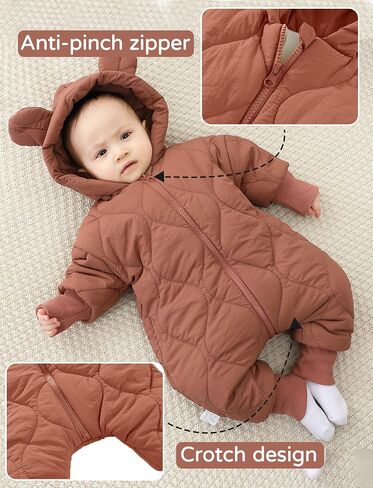 Happy Cherry Baby Newborn Snowsuit Winter Coat Romper for Infant Girls Boy Zipper Long Sleeve Cute Baby Snowsuit in Saudi Arabia