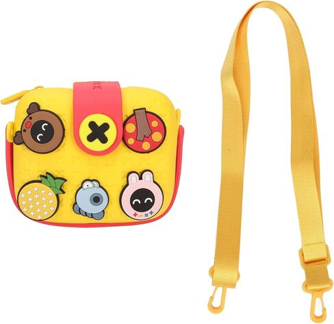 aqxreight Kids Camera Case Cartoon Multi Color Buffer Housing Large Capacity Shoulder Bag for Boys Girls Yellow (Yellow) in Saudi Arabia