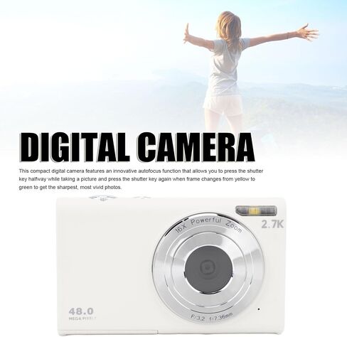 Dpofirs 2.7K UHD 48MP Autofocus Digital Camera, 16x Digital Zoom vlogging Camera for Adult Beginner, Screen, Anti Shake Function, Fill Light (Dpofirsmichou9fzx-11) in Kuwait