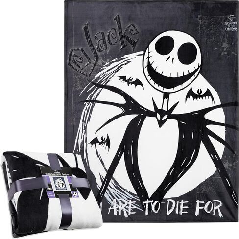 Disney Nightmare Before Christmas Blanket Fleece 59x51" Soft Bed Throw Sofa Couch Flannel Halloween, Festive Gifts for Kids (Black/White) in Saudi Arabia
