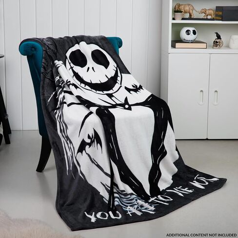 Disney Nightmare Before Christmas Blanket Fleece 59x51" Soft Bed Throw Sofa Couch Flannel Halloween, Festive Gifts for Kids (Black/White) in Saudi Arabia