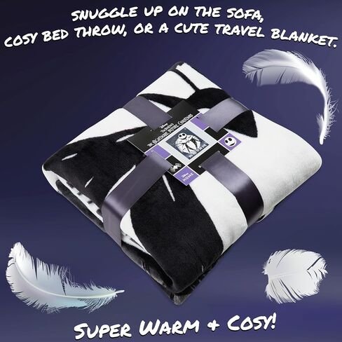Disney Nightmare Before Christmas Blanket Fleece 59x51" Soft Bed Throw Sofa Couch Flannel Halloween, Festive Gifts for Kids (Black/White) in Saudi Arabia