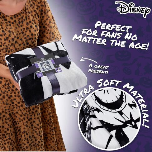 Disney Nightmare Before Christmas Blanket Fleece 59x51" Soft Bed Throw Sofa Couch Flannel Halloween, Festive Gifts for Kids (Black/White) in Saudi Arabia