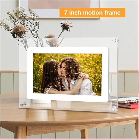 إطار صور رقمي أكريليك مقاس 7 بوصة، شاشة IPS مقاس 1024 × 600، ذاكرة سعة 2 جيجابايت، بطارية قابلة لإعادة الشحن، شاشة عرض فيديو وصور، مدخل من النوع C in Kuwait