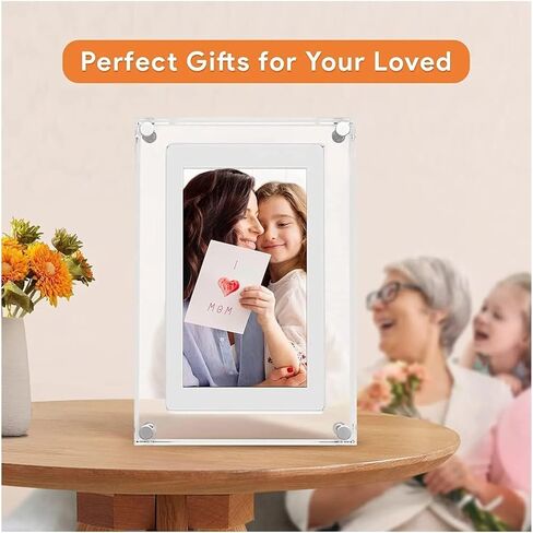إطار صور رقمي أكريليك مقاس 7 بوصة، شاشة IPS مقاس 1024 × 600، ذاكرة سعة 2 جيجابايت، بطارية قابلة لإعادة الشحن، شاشة عرض فيديو وصور، مدخل من النوع C in Kuwait