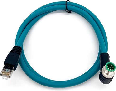 3.28Ft M12 8Pin ذكر الزاوية اليمنى رمز إلى كابل إيثرنت ذكر RJ45، مجموعة كابل صناعي ملتوي محمي عالي المرونة من PVC، 4A، 250V، AWG26، للكاميرا الصناعية وأنظمة التشغيل الآلي (1M) in Kuwait