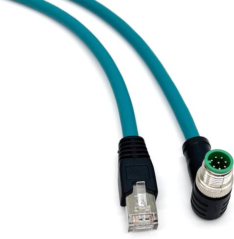 3.28Ft M12 8Pin ذكر الزاوية اليمنى رمز إلى كابل إيثرنت ذكر RJ45، مجموعة كابل صناعي ملتوي محمي عالي المرونة من PVC، 4A، 250V، AWG26، للكاميرا الصناعية وأنظمة التشغيل الآلي (1M) in Kuwait
