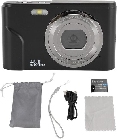 1080P Portable Digital Camera 48MP 2.4 Inch Anti Shake Compact Point and Shoot Camera with 16X Digital Zoom, Versatile Display, Ideal for Kids and Adults, Easy to Use in Saudi Arabia