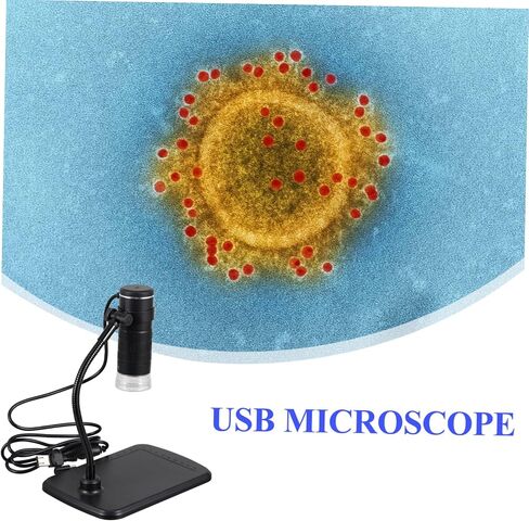 مجهر رقمي USB مكبر إلكتروني محمول للبحث، تصميم خفيف الوزن وصغير الحجم للنباتات والمعادن وتسجيل الصور والفيديو in Kuwait