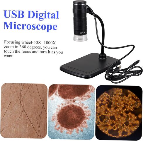 مجهر رقمي USB مكبر إلكتروني محمول للبحث، تصميم خفيف الوزن وصغير الحجم للنباتات والمعادن وتسجيل الصور والفيديو in Kuwait