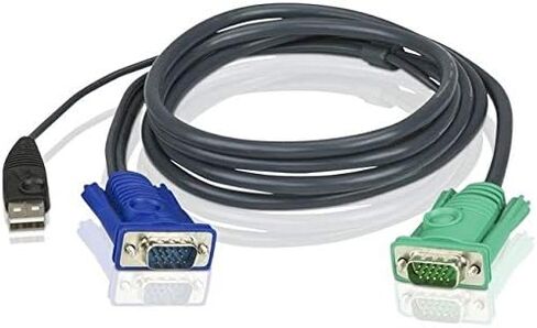 ATEN USB KVM Cable 5M (2L-5205U) 2L5205U, VGA, HD-15, USB A, SPHD-15, Male/Male, Black, CE700A CL5708M CL5716M CL5800N CL5808N CL5816N CN8000 CS1308 CS1316 CS1708A CS1708I in Saudi Arabia